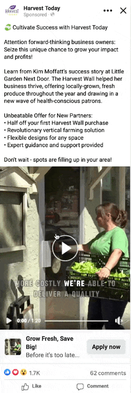 Harvest Today Meta Ads By Dane Dolph