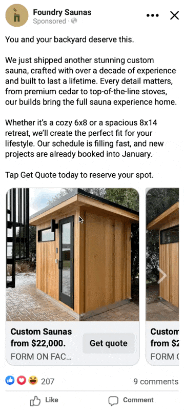 Foundry Saunas Meta Ads By Dane Dolph
