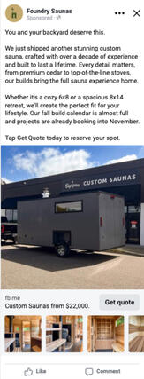 Foundry Saunas Meta Ads By Dane Dolph