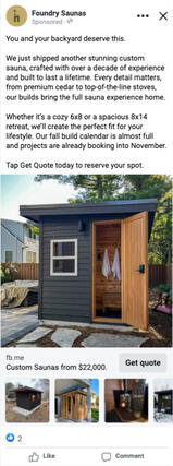 Foundry Saunas Meta Ads By Dane Dolph