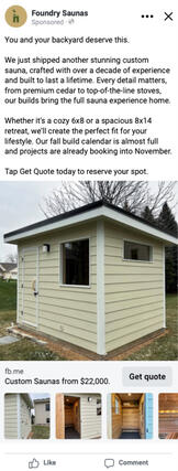 Foundry Saunas Meta Ads By Dane Dolph